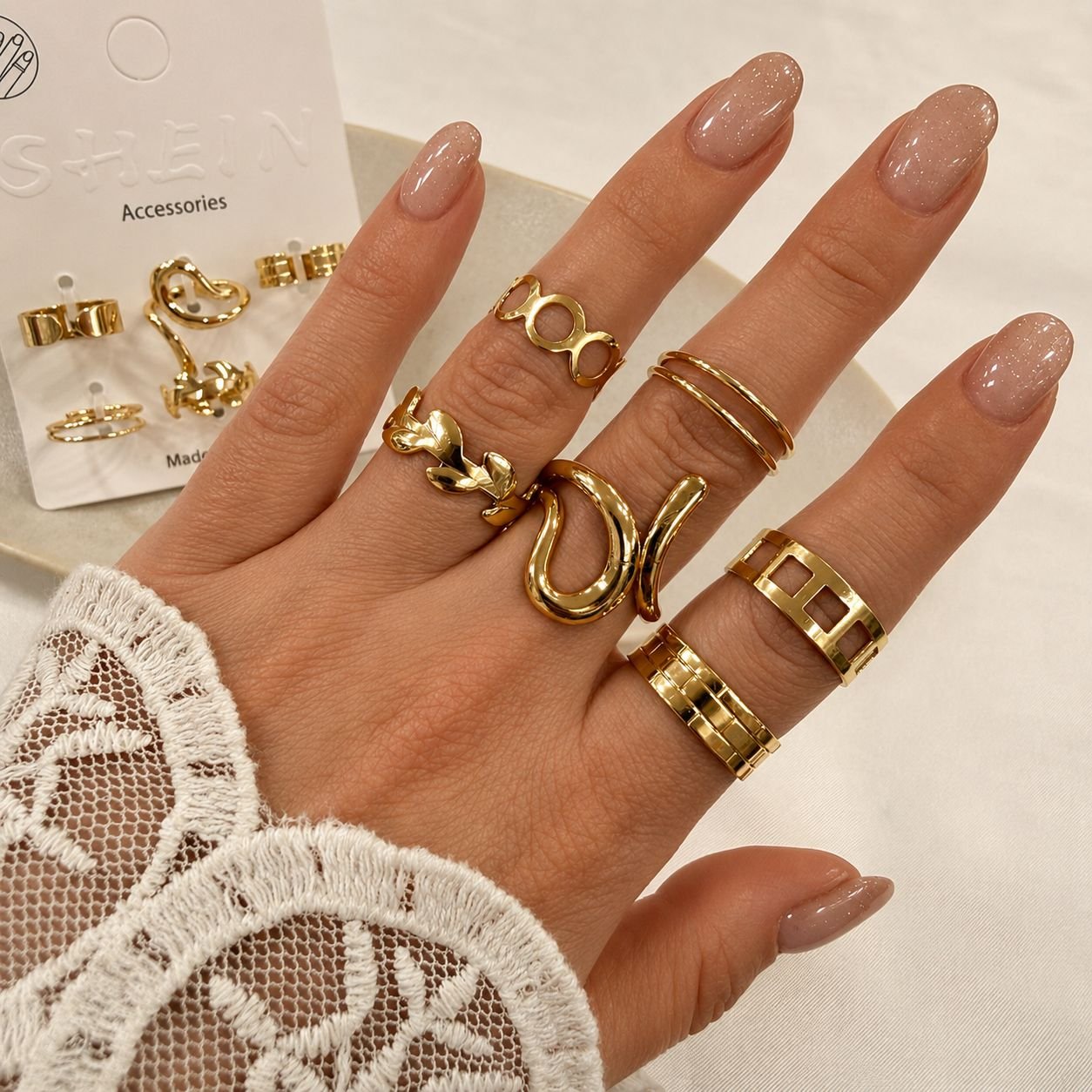 a 0 set x 6 anillos dorados modelo 1