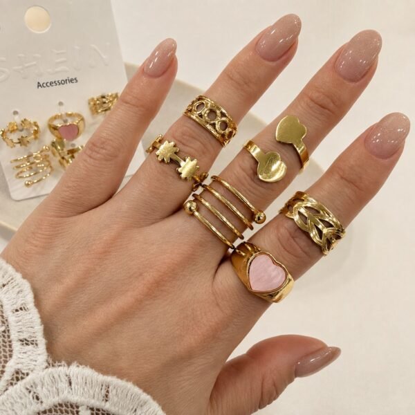 a 0 set x 6 anillos dorados modelo 6