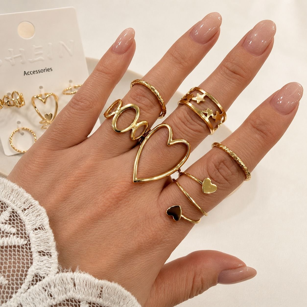 a 0 set x 6 anillos dorados modelo 12