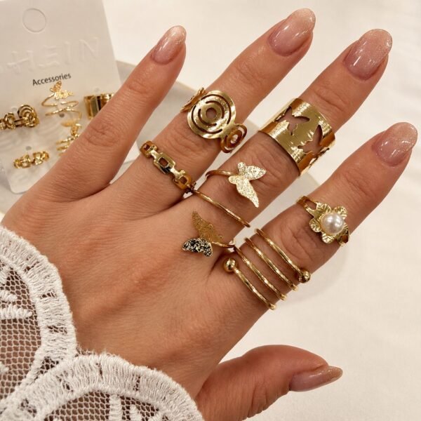 a 0 set x 6 anillos dorados modelo 7
