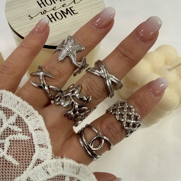 a kit x 6 anillos surtidos talles regulables modelo ABUD a.q