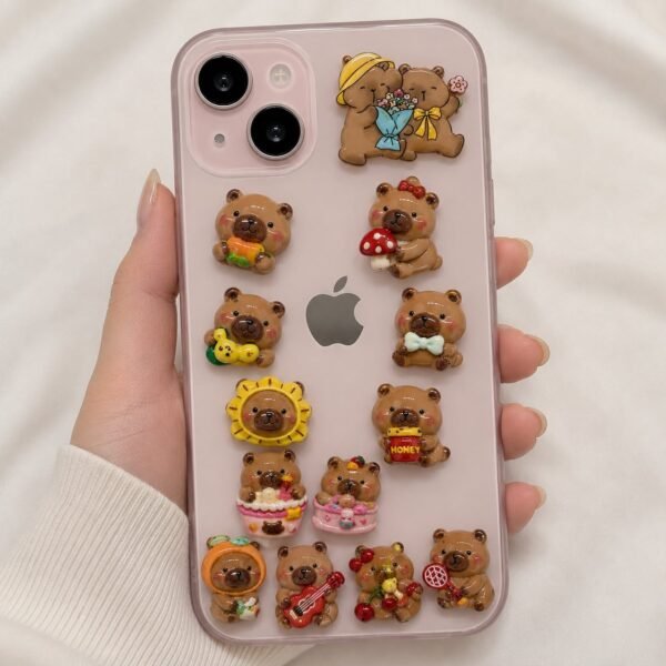 Set x 6 charms adhesivos para celular mod capibara