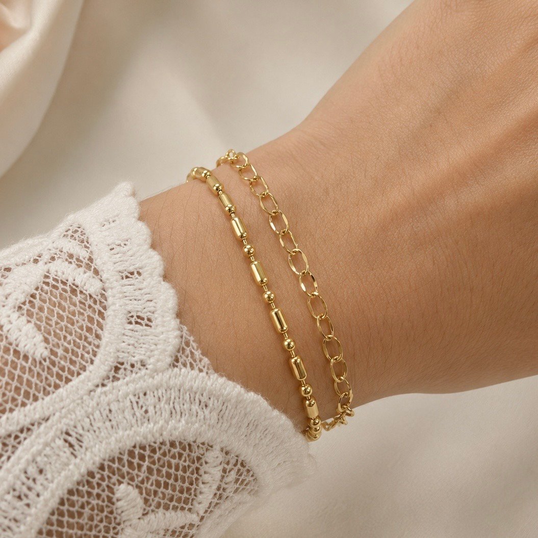 pulseras doradas mod Q Doble pulsera