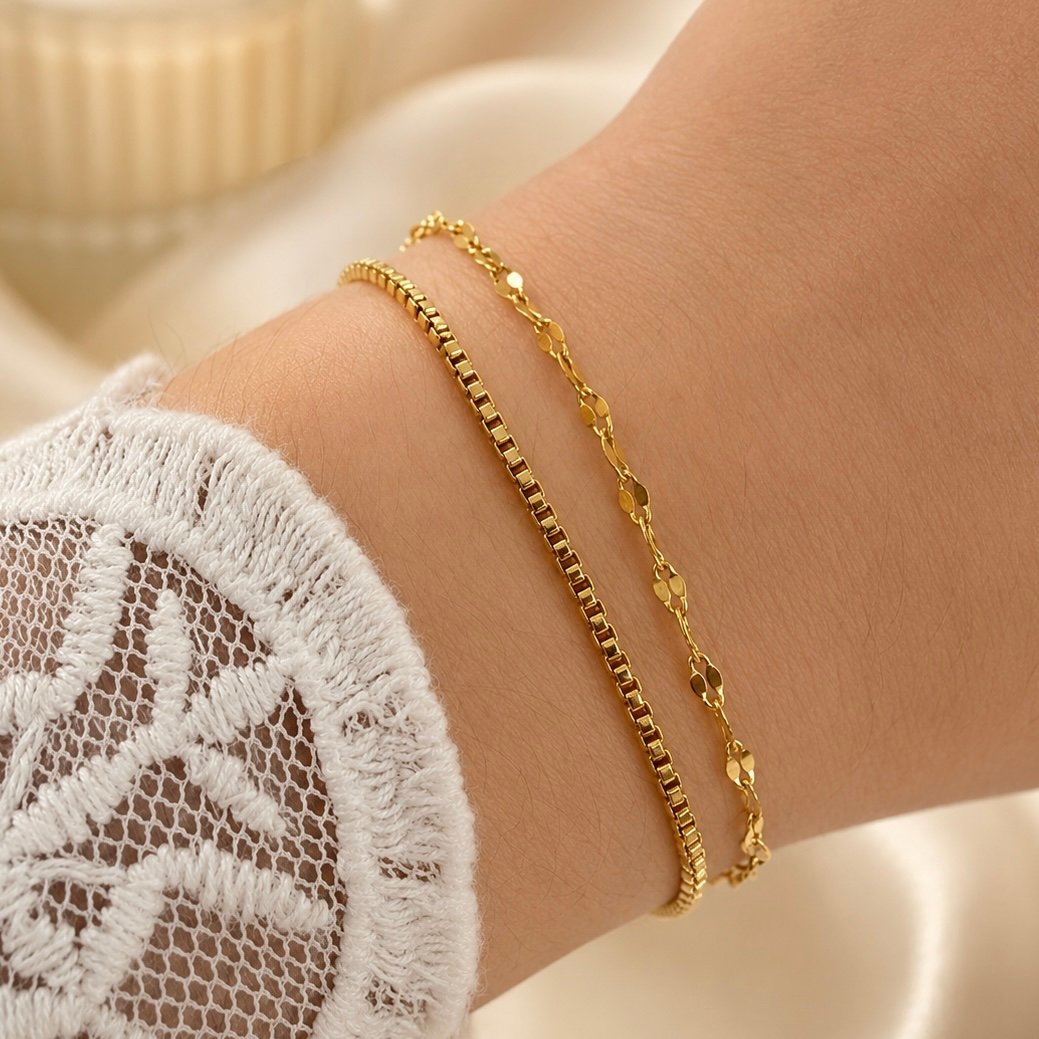 pulseras doradas mod V Doble pulsera
