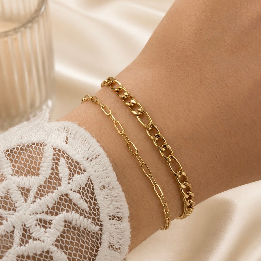 pulseras doradas mod S Doble pulsera