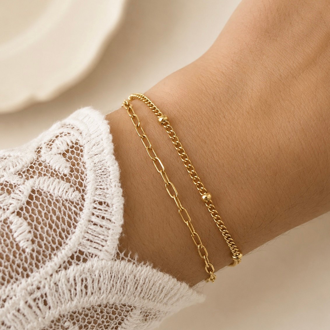 pulseras doradas mod R Doble pulsera