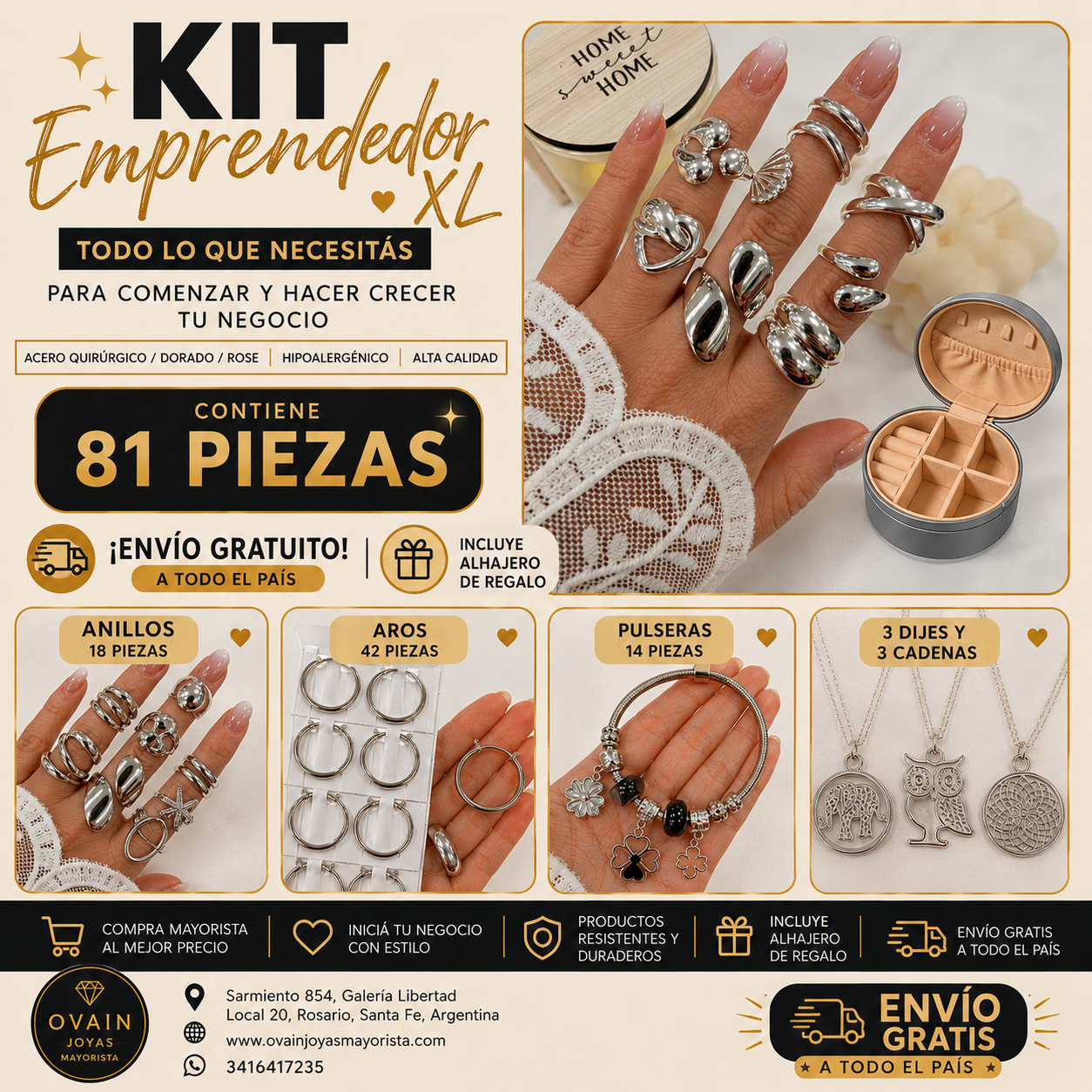 0 kit emprendedor XL 81 piezas $100.000