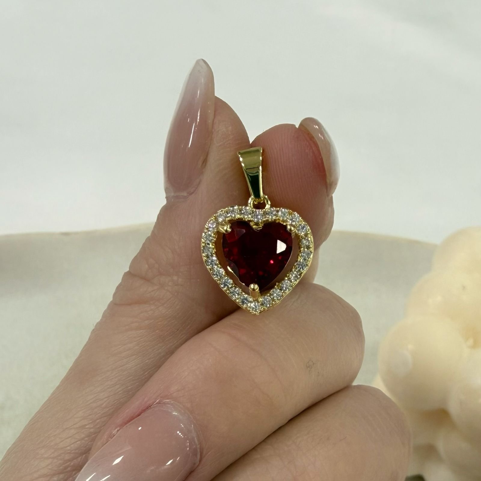 dije corazon clasico cubic dorado - Image 3