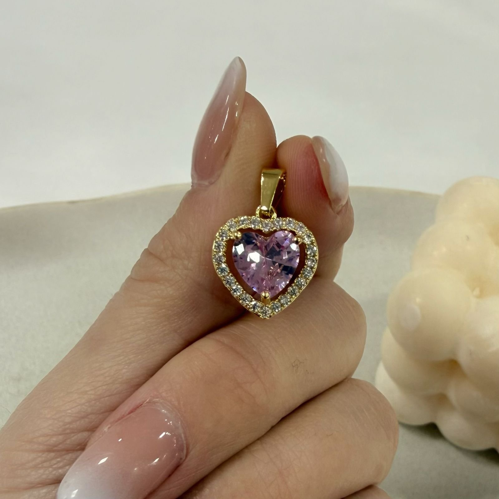 dije corazon clasico cubic dorado - Image 2