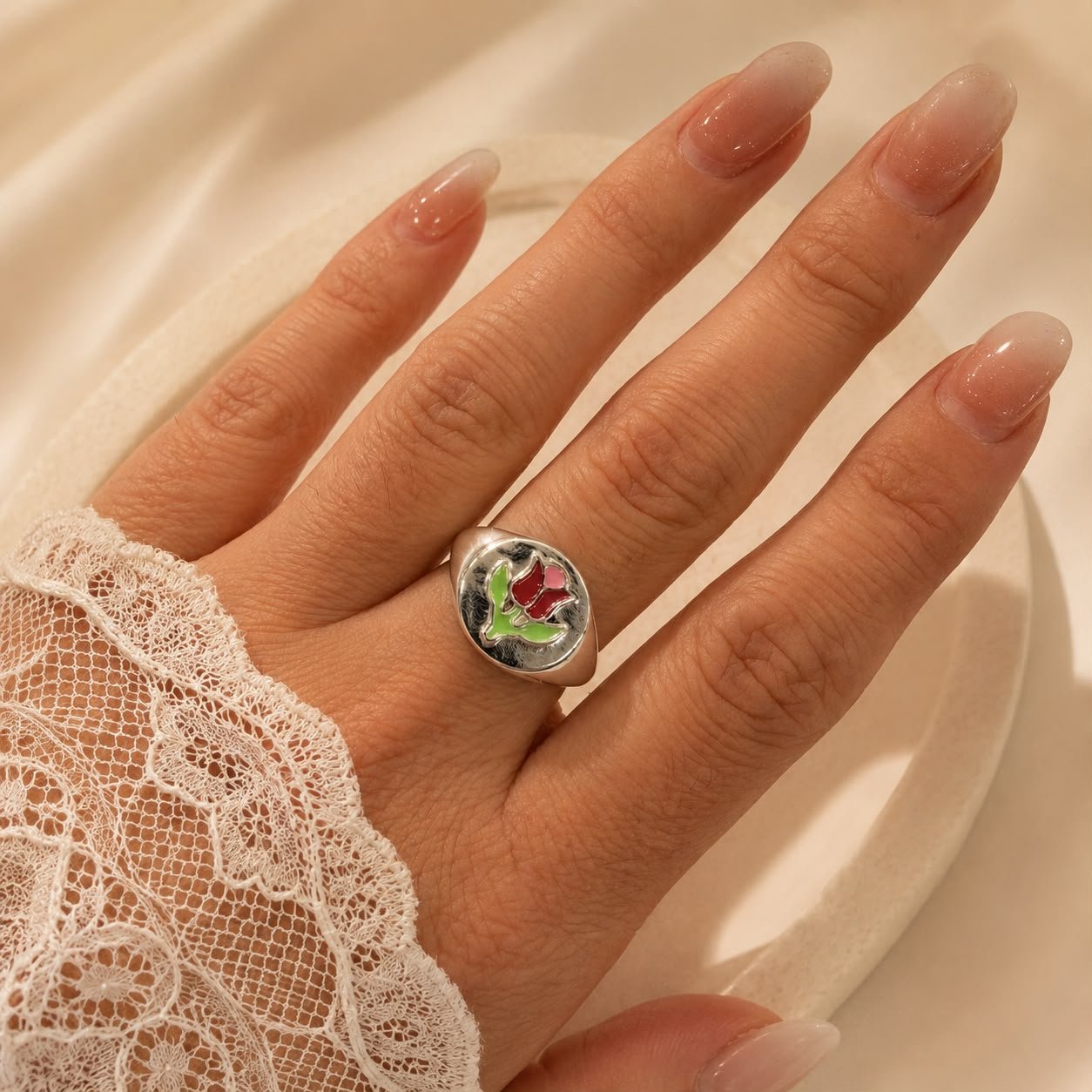 a anillo abud 24 rosa esmaltado