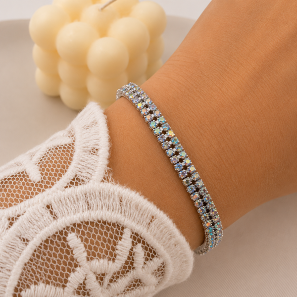 0oferta pulsera brillo doble hillera tornasol