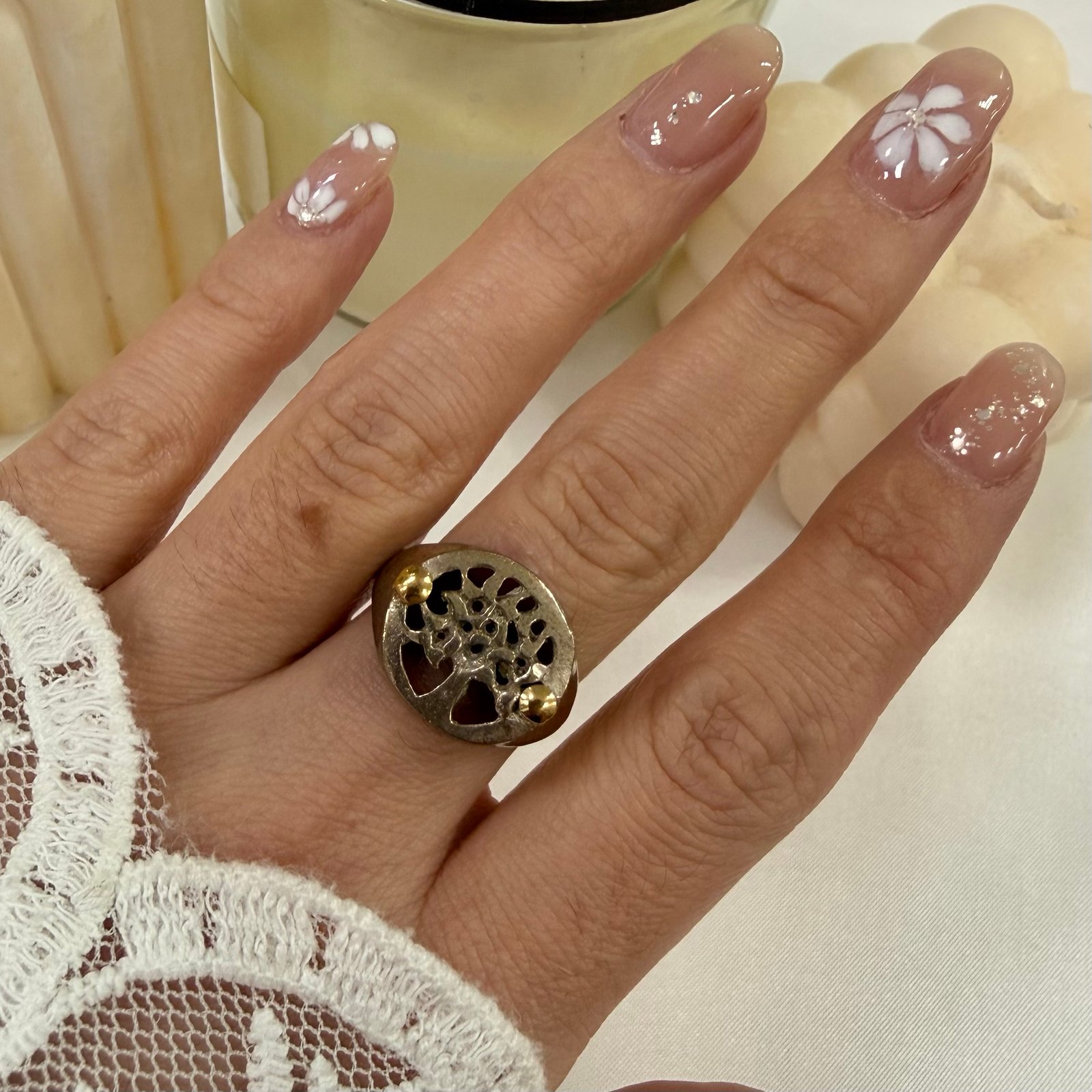 Anillo aleacion simil plata arbol de la vida