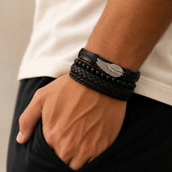 Alternative view of a set Pulseras hombre mod B a.q