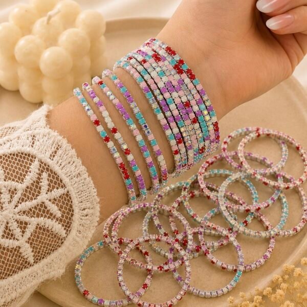 0oferta pack x 12 pulseras extensibles microzirconia degrade mod I