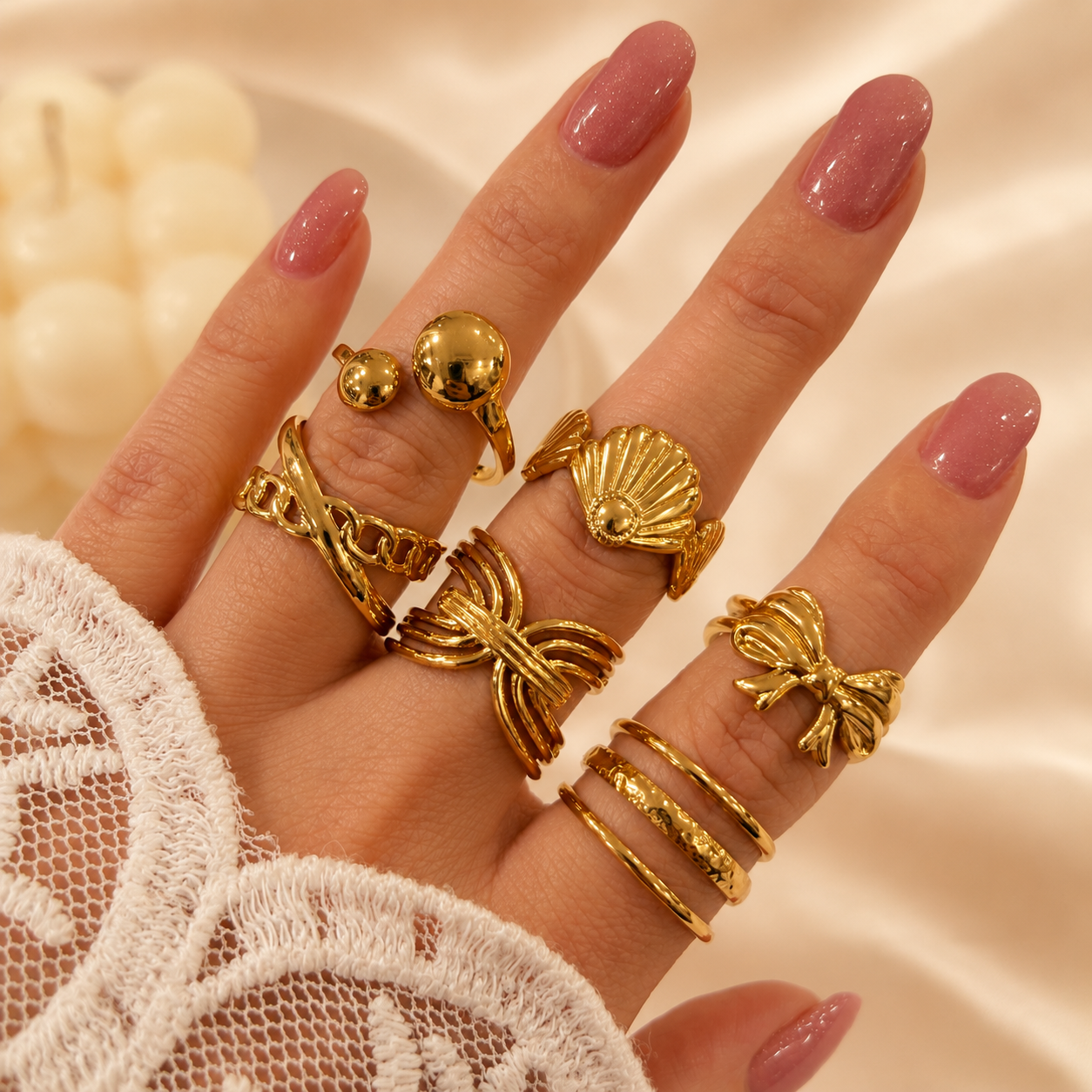 0 kit x 6 anillos dorados mixtos REGULABLES - Image 5