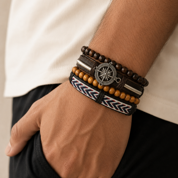 Alternative view of a set Pulseras hombre mod F a.q