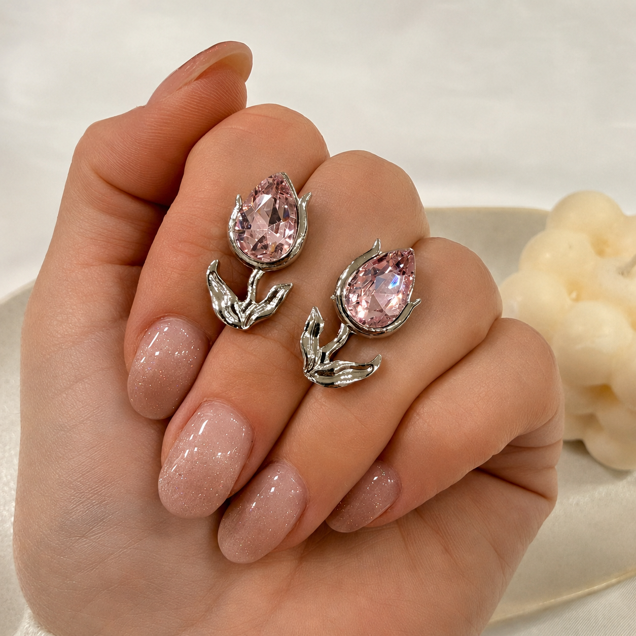aros 0 tuli plateados mod 4 (blanco/rosa)