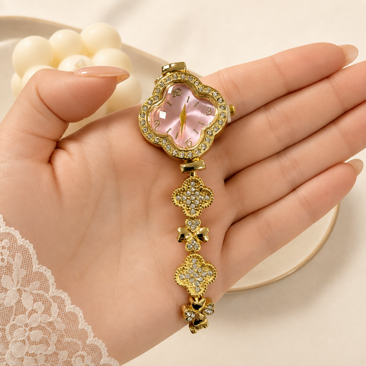 Reloj 1 rosa pulsera dorada - Image 2