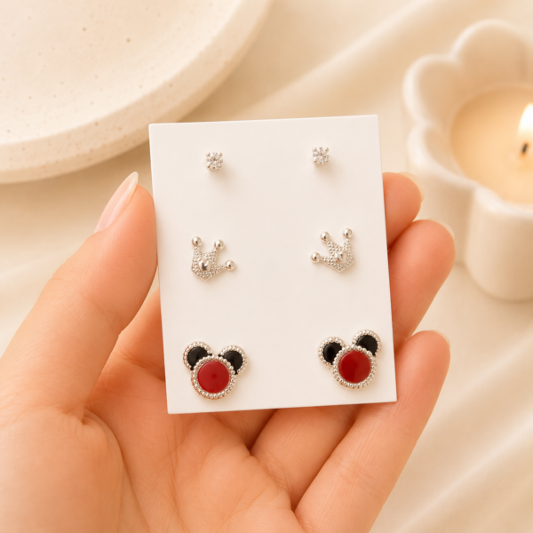 a alfi set x 3 pares argollas con cubic microzirconia mod 20