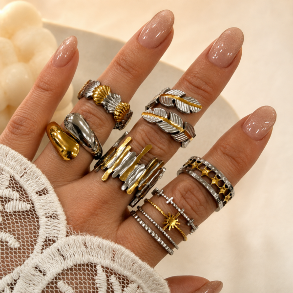 a a kit x 6 anillos surtidos talles regulables modelo astrid a.q combinados A2