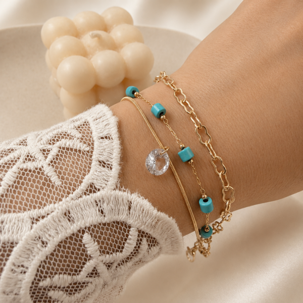 a 0 set x 3 pulseras dorada modelo P