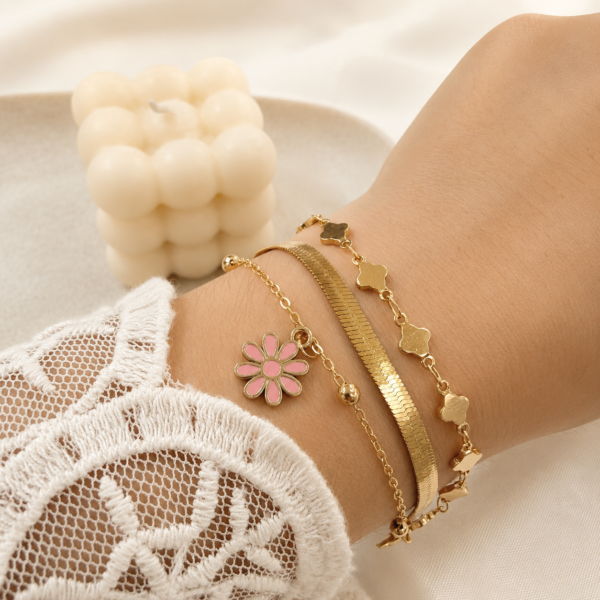a 0 set x 3 pulseras dorada modelo O