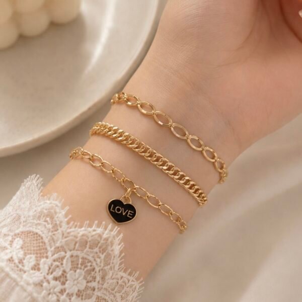 a 0 set x 3 pulseras dorada modelo T
