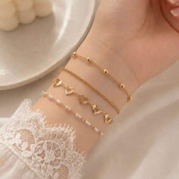 a 0 set x 4 pulseras dorada modelo J