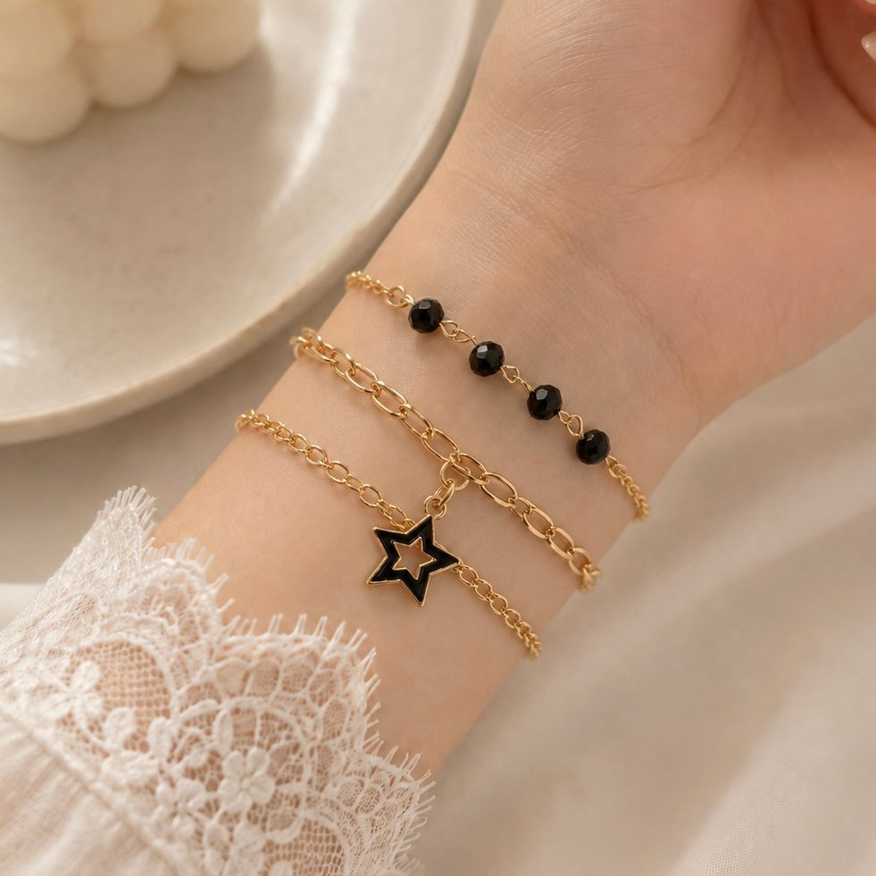 a 0 set x 3 pulseras dorada modelo X