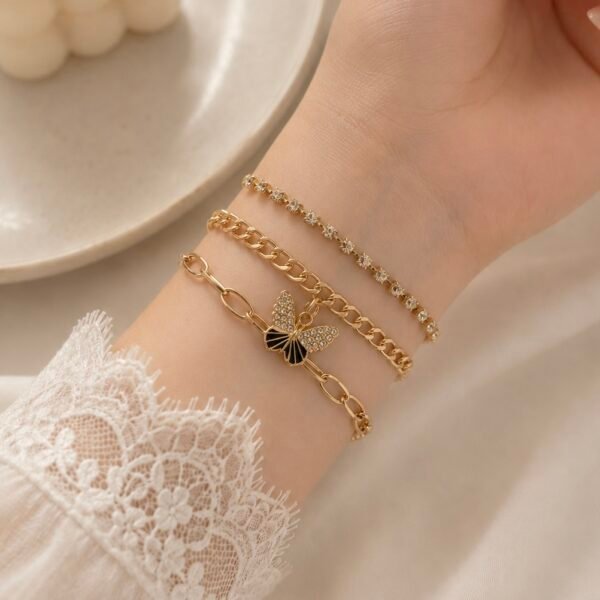 a 0 set x 3 pulseras dorada modelo w