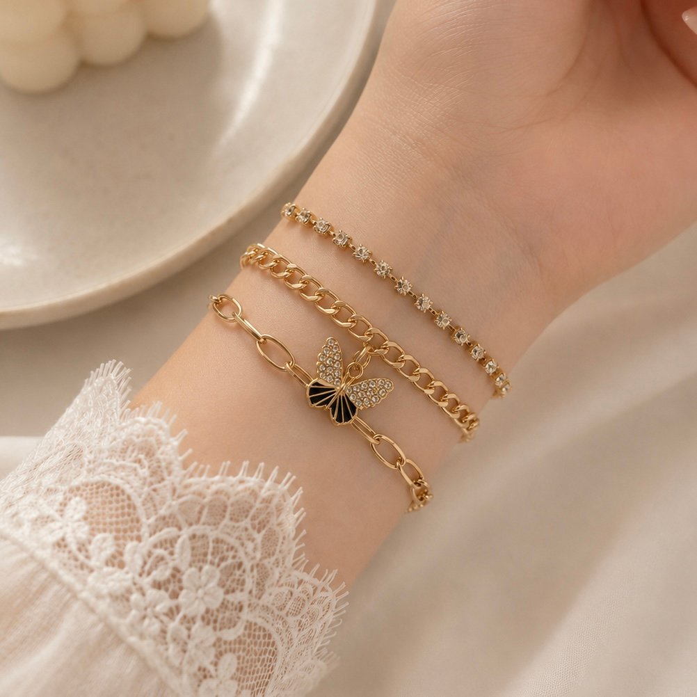 a 0 set x 3 pulseras dorada modelo w
