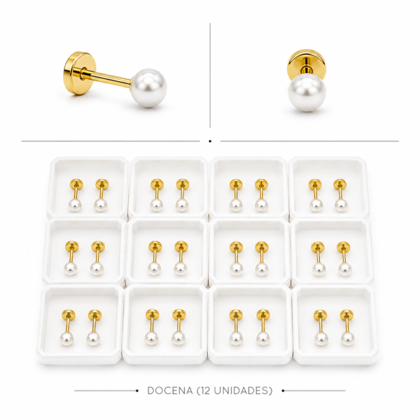 a a blister x 12 pares aros abridores dorados perlita