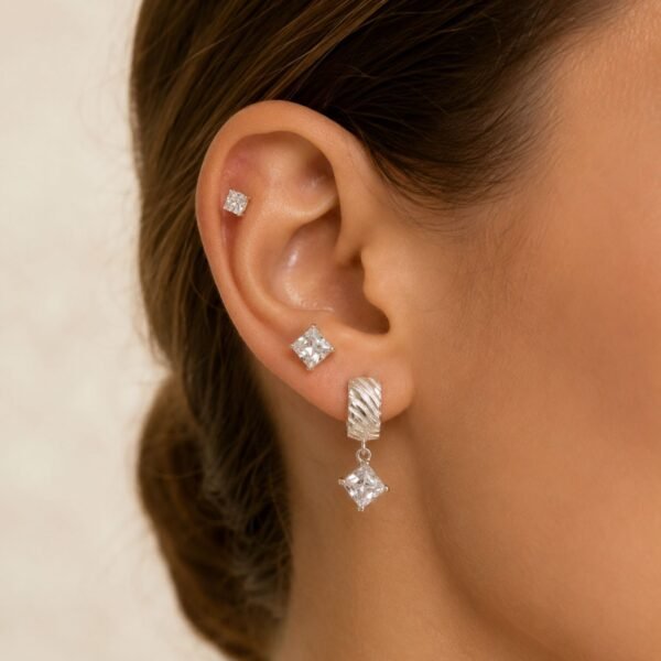 a alfi set x 3 pares argollas con cubic microzirconia mod 15