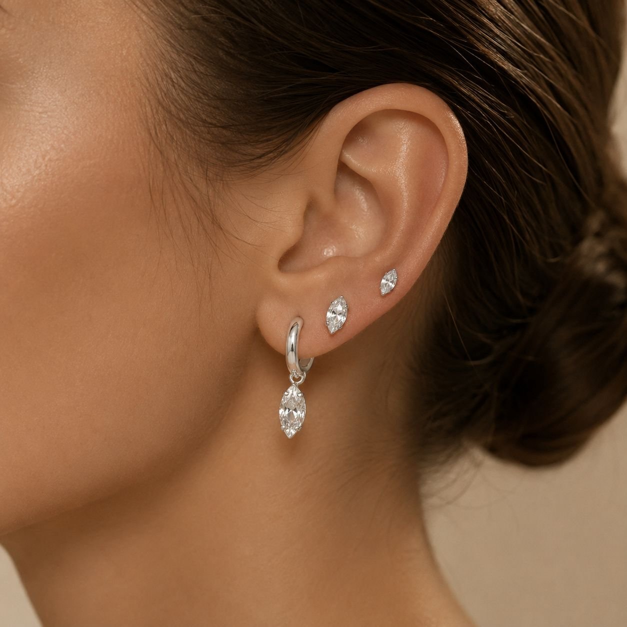 a alfi set x 3 pares argollas con cubic microzirconia mod 13 - Image 2