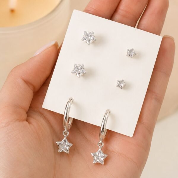 a alfi set x 3 pares argollas con cubic microzirconia mod 18