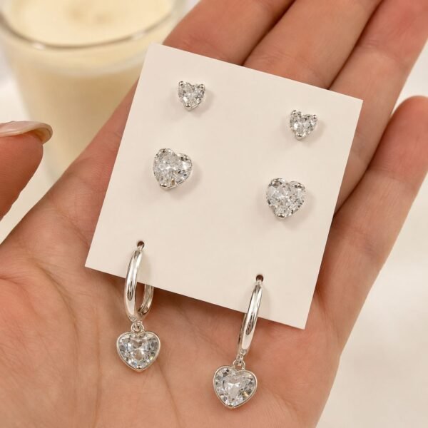 a alfi set x 3 pares argollas con cubic microzirconia mod 17