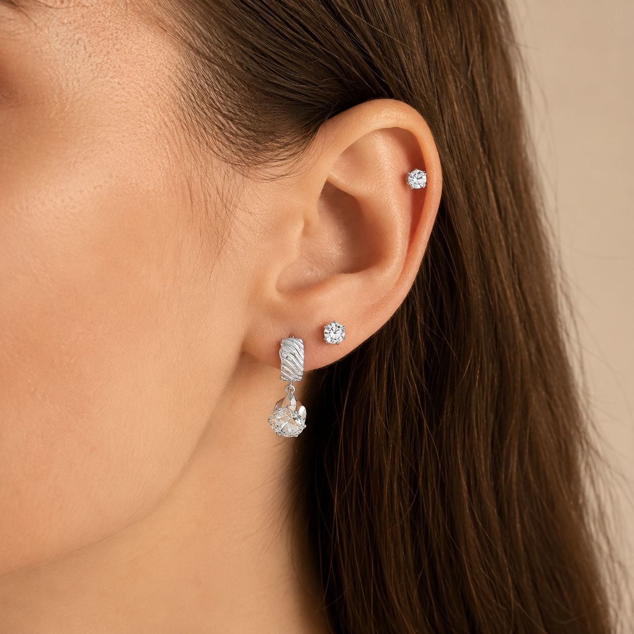 a alfi set x 3 pares argollas con cubic microzirconia mod 16 - Image 2