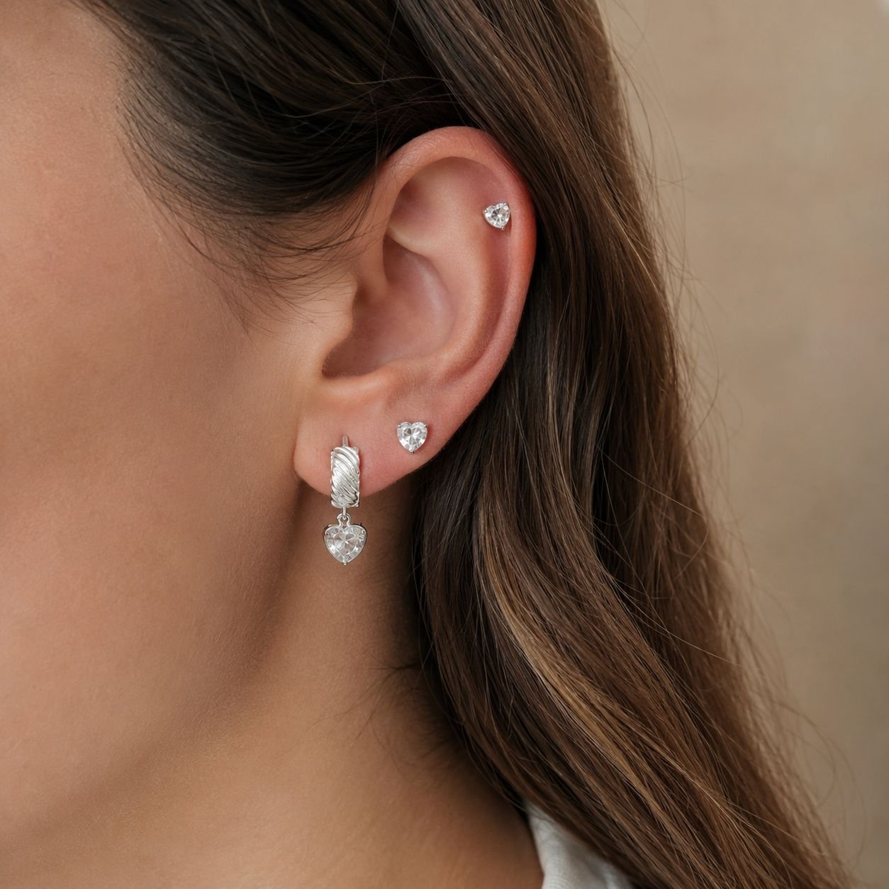a alfi set x 3 pares argollas con cubic microzirconia mod 3 - Image 2