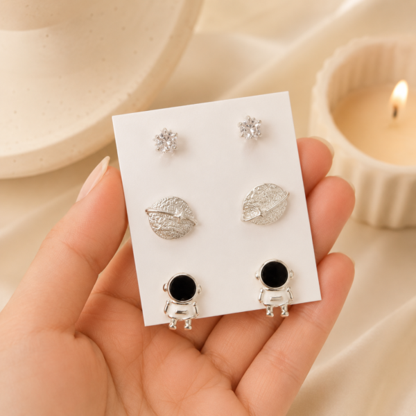a alfi set x 3 pares argollas con cubic microzirconia mod 5
