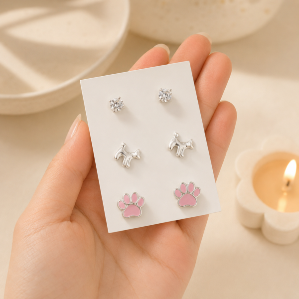 a alfi set x 3 pares argollas con cubic microzirconia mod 8