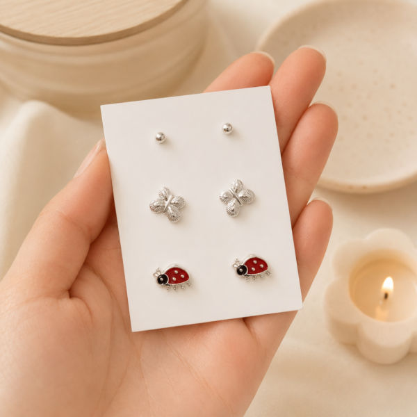 a alfi set x 3 pares argollas con cubic microzirconia mod 6