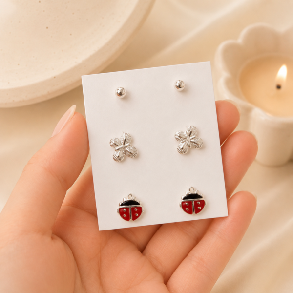 a alfi set x 3 pares argollas con cubic microzirconia mod 10