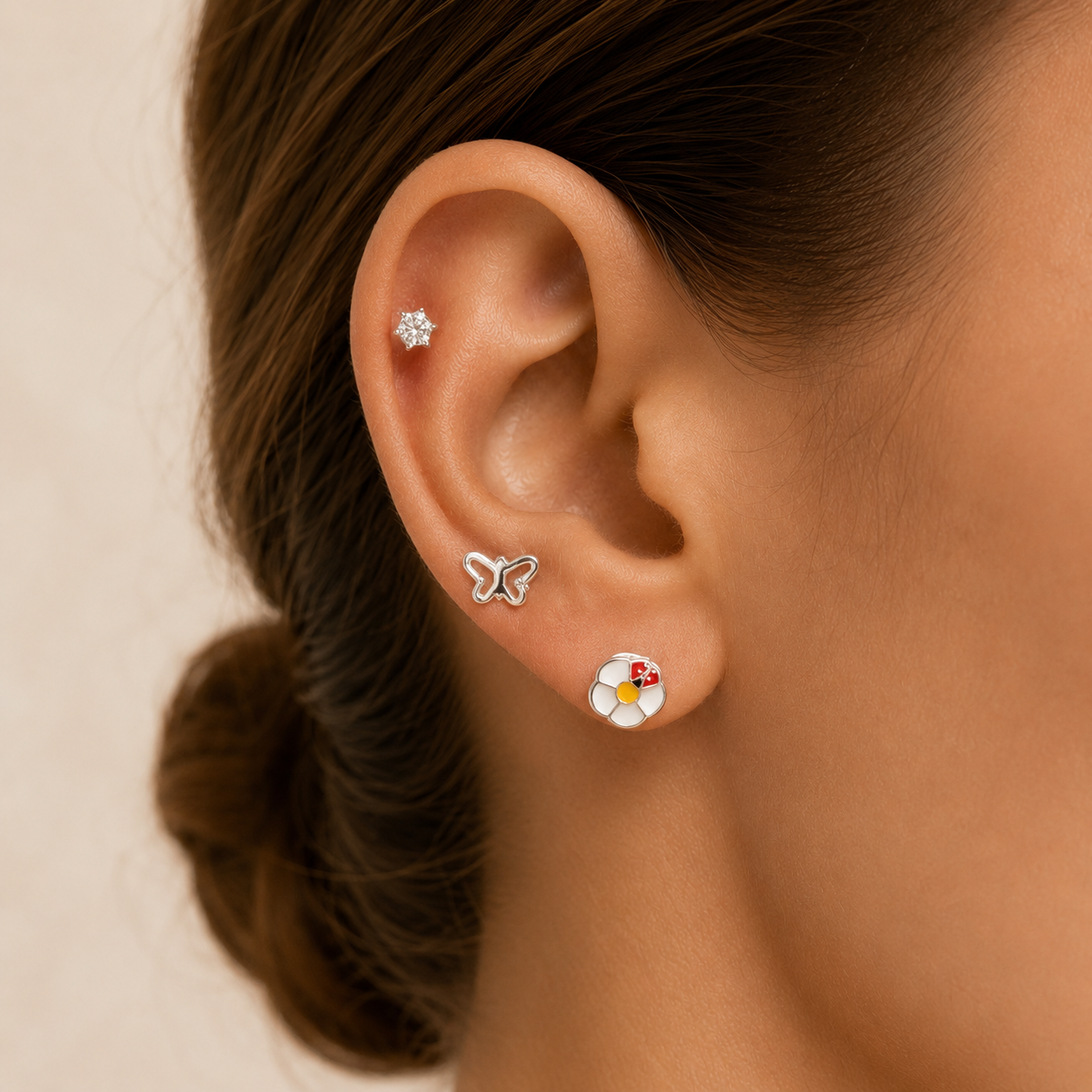 a alfi set x 3 pares argollas con cubic microzirconia mod 9 - Image 2