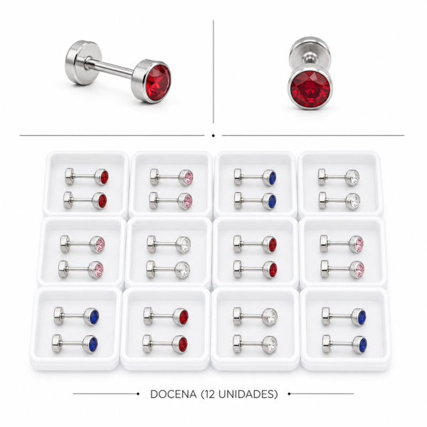 0a blister x 12 pares aros abridores cubic colores a.b