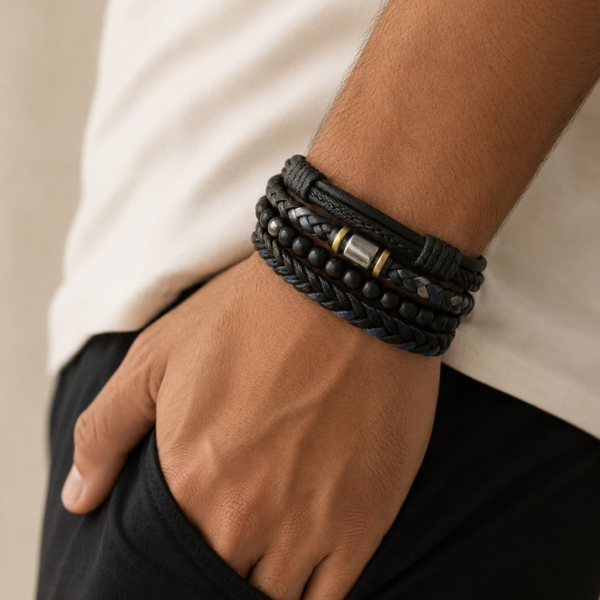 Alternative view of a set Pulseras hombre mod E a.q