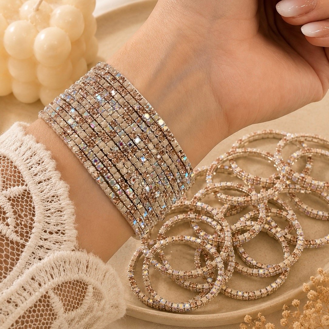 0oferta pack x 12 pulseras extensibles microzirconia degrade mod F