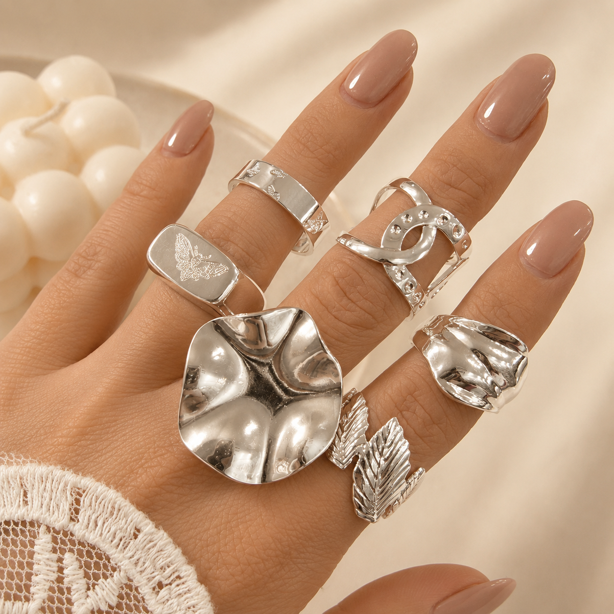 a a kit x 6 anillos ACERO BLANCO mix 3 - Image 2