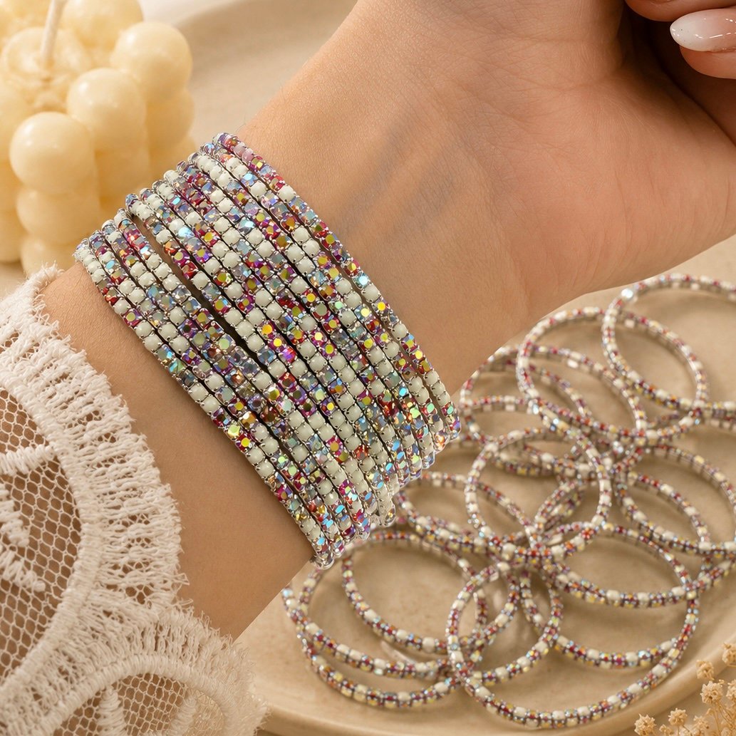0oferta pack x 12 pulseras extensibles microzirconia degrade mod E