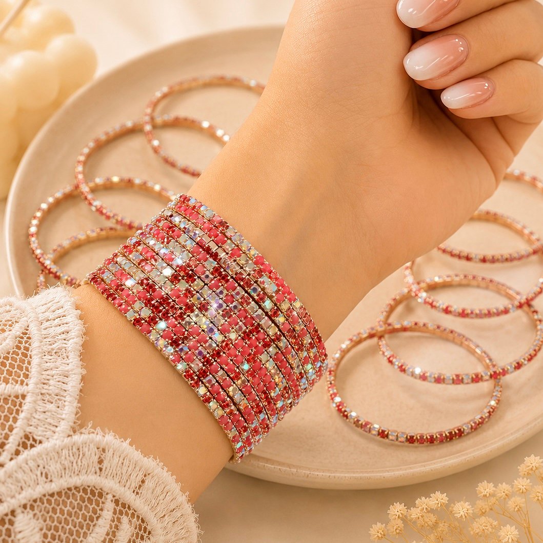 0oferta pack x 12 pulseras extensibles microzirconia degrade mod A