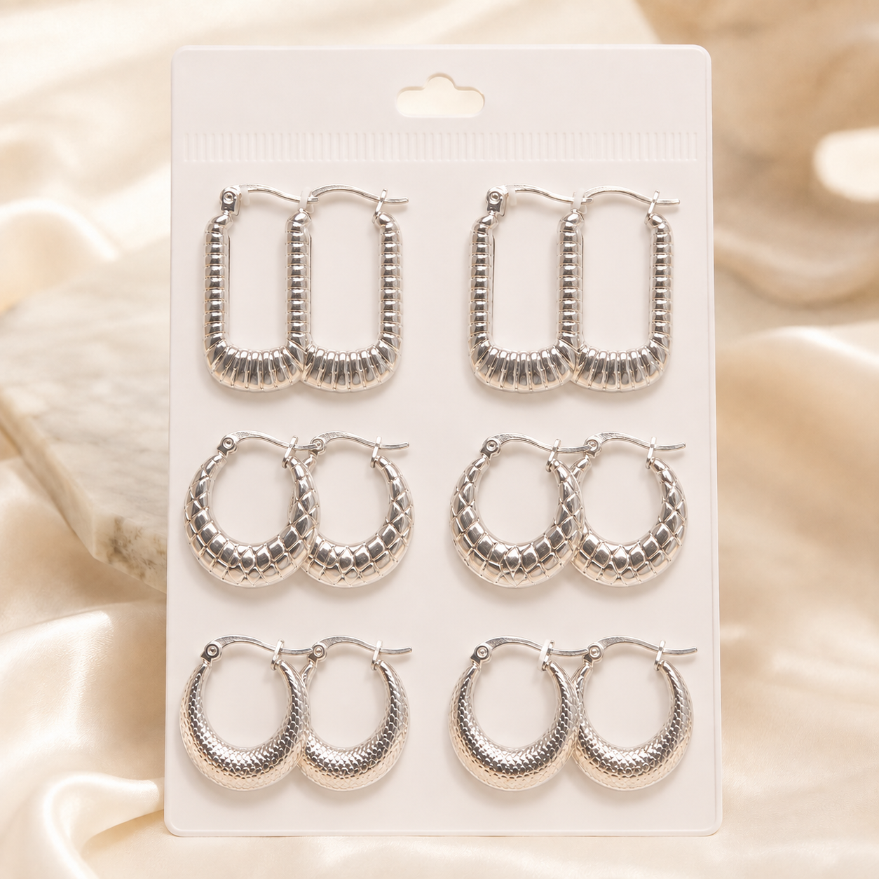 0a kit x 6 pares aros argollas infladas a.b abid J